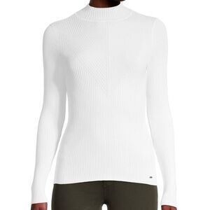 White Ribbed Long Sleeve Ted Baker Fitted Sweater